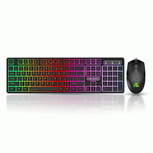 Ant Esports KM1600 Gaming Keyboard & Mouse Combo, Wired Backlit Rainbow LED Keyboard & 3200 DPI Gaming Mouse for PC/Laptop - Black